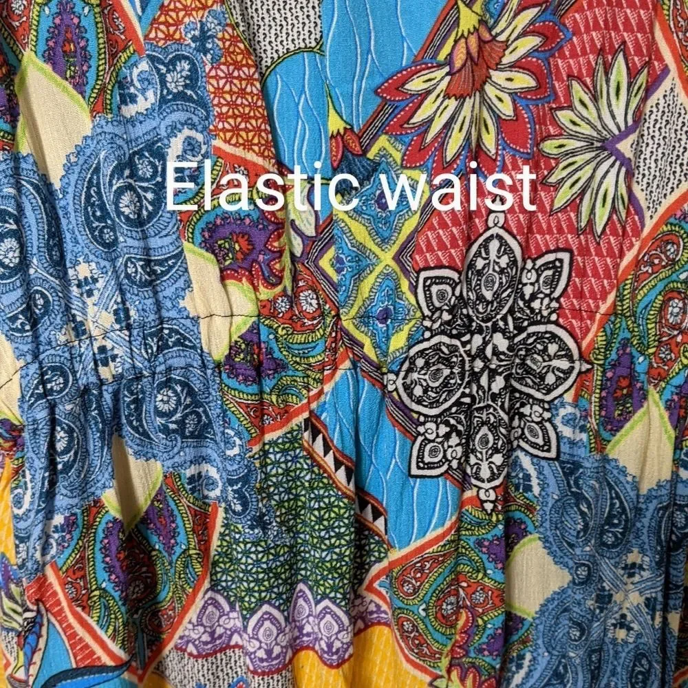 Attitudes by Renee geometric floral kimono kaftan housedress athleisure size XLP